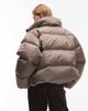 & Other Stories & Other Stories short padded down & feather jacket in mole brown - 3