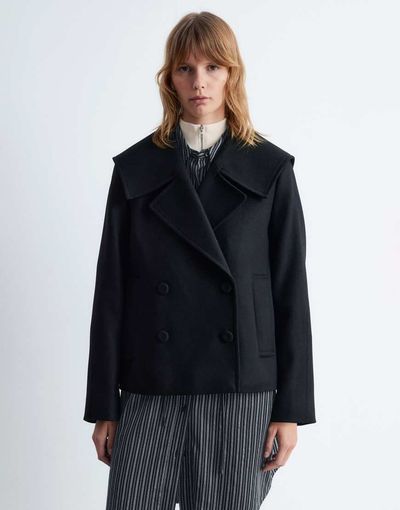 & Other Stories & Other Stories short peacoat with strapped cuffs in black