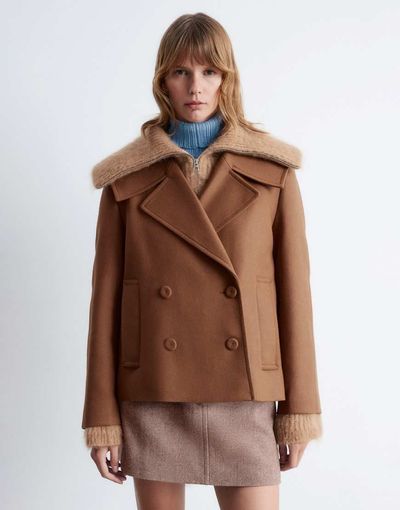 & Other Stories & Other Stories short peacoat with strapped cuffs in brown
