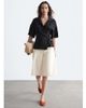 & Other Stories & Other Stories short sleeve wrap linen mix shirt with tie waist detail in black - 2