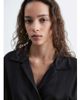 & Other Stories & Other Stories short sleeve wrap linen mix shirt with tie waist detail in black - 3