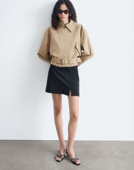 & Other Stories & Other Stories short trench jacket in dark beige-NEUTRAL