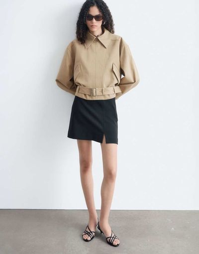 & Other Stories & Other Stories short trench jacket in dark beige-NEUTRAL