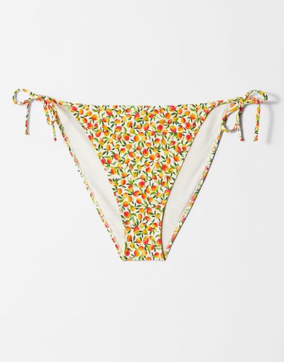 & Other Stories & Other Stories side tie bikini bottoms in yellow delicate flower print