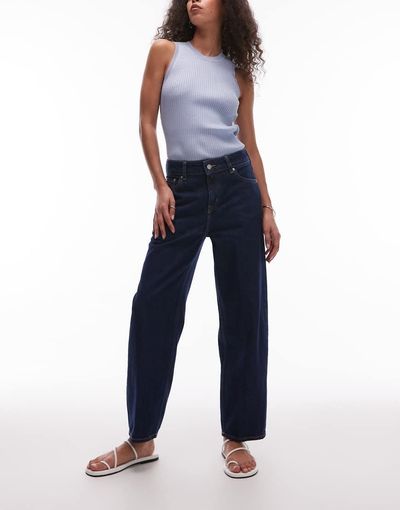 & Other Stories & Other Stories slim barrel leg jeans in dark wash blue