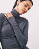& Other Stories & Other Stories slim fit long sleeve turtle neck asymmetric top in dark gray - 3