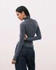 & Other Stories & Other Stories slim fit long sleeve turtle neck asymmetric top in dark gray - 4
