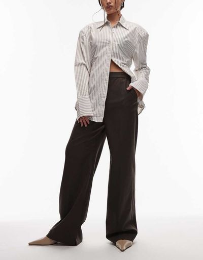 & Other Stories & Other Stories slim leg pants with elastic back waist in brown