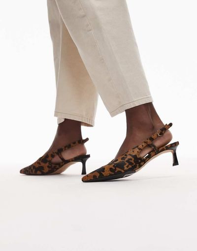 & Other Stories & Other Stories slingback pointed toe heels in faux cow hair cow print-Neutral