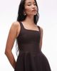 & Other Stories & Other Stories square neck mini dress with full hem in brown - 4