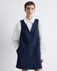 & Other Stories & Other Stories stretch denim v-neck mini dress with front seam in dark washed blue - 1