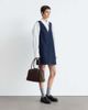 & Other Stories & Other Stories stretch denim v-neck mini dress with front seam in dark washed blue - 3