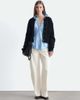 & Other Stories & Other Stories strong shoulder cropped structured cardigan in navy - 2