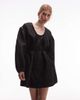 & Other Stories & Other Stories structured jacquard quality mini dress with pleated detailing sleeves in black - 1