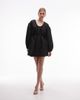 & Other Stories & Other Stories structured jacquard quality mini dress with pleated detailing sleeves in black - 2