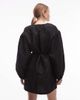 & Other Stories & Other Stories structured jacquard quality mini dress with pleated detailing sleeves in black - 4