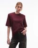 & Other Stories & Other Stories structured jersey top with shoulder pads in dark wine - 1
