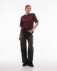 & Other Stories & Other Stories structured jersey top with shoulder pads in dark wine - 3