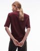 & Other Stories & Other Stories structured jersey top with shoulder pads in dark wine - 4