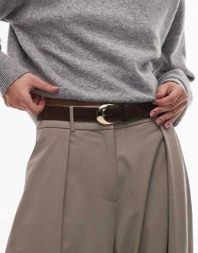 & Other Stories & Other Stories suede circle buckle belt in brown