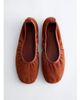 & Other Stories & Other Stories suede ruched ballet flats in burnt orange-Copper - 1