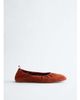 & Other Stories & Other Stories suede ruched ballet flats in burnt orange-Copper - 4