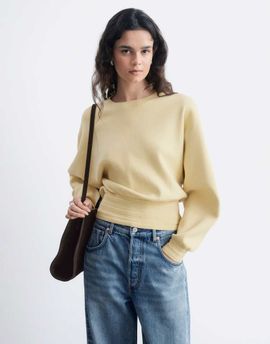 & Other Stories & Other Stories sweater with volume sleeves and deep cuffs in caramel-Neutral