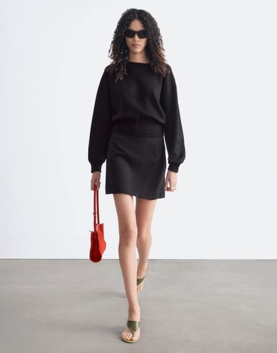 & Other Stories & Other Stories sweater with volume sleeves and deep cuffs in chocolate brown-Black