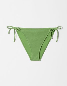 & Other Stories & Other Stories textured crinkle side tie bikini bottoms in green