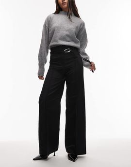 & Other Stories & Other Stories tie belt flared tailored pants in black