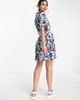 & Other Stories & Other Stories tie waist mini dress in floral print-Blue - 2
