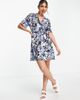 & Other Stories & Other Stories tie waist mini dress in floral print-Blue - 3