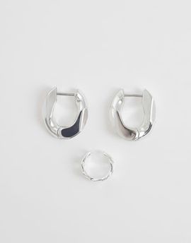& Other Stories & Other Stories twisted hoop and cuff earrings set in silver tone