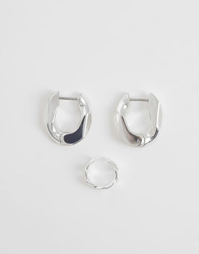 & Other Stories & Other Stories twisted hoop and cuff earrings set in silver tone