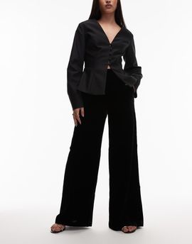 & Other Stories & Other Stories velvet wide leg pants in black