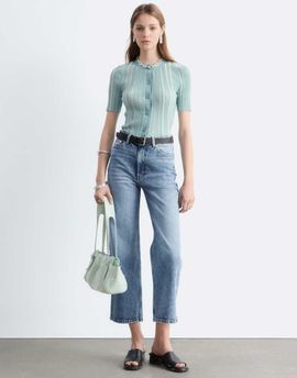 & Other Stories & Other Stories wide fit cropped jeans in mid blue vintage wash