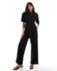 & Other Stories & Other Stories wide leg stretch jumpsuit with tie waist and utility pockets in black - 1
