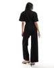 & Other Stories & Other Stories wide leg stretch jumpsuit with tie waist and utility pockets in black - 2