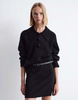 & Other Stories & Other Stories wool alpaca fluffy knit collar sweater in black