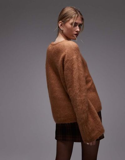 & Other Stories & Other Stories wool and mohair blend dropped shoulders sweater in beige-Neutral