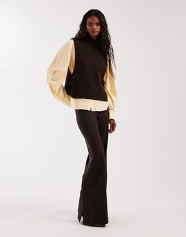 & Other Stories & Other Stories wool and mohair blend mock neck knit sweater vest with side tie detail in brown