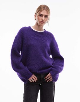 & Other Stories & Other Stories wool and mohair mix drop shoulder sweater in purple