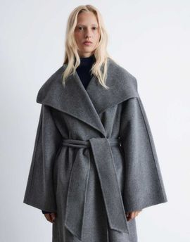 & Other Stories & Other Stories wool belted maxi coat with funnel neck in gray