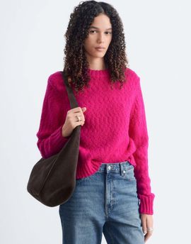 & Other Stories & Other Stories wool blend bouclé sweater with shoulder pads in bright pink