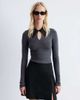 & Other Stories & Other Stories wool blend knit top in gray with contrast keyhole collar-Brown - 1