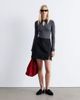 & Other Stories & Other Stories wool blend knit top in gray with contrast keyhole collar-Brown - 2