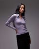 & Other Stories & Other Stories wool blend knit top in lilac with contrast keyhole collar-Purple - 1