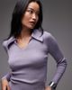 & Other Stories & Other Stories wool blend knit top in lilac with contrast keyhole collar-Purple - 2