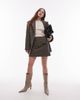 & Other Stories & Other Stories wool blend mini skirt with flap front pockets in black and brown check pattern - 1