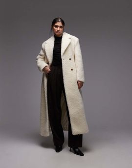 & Other Stories & Other Stories wool double breasted maxi coat in off-white